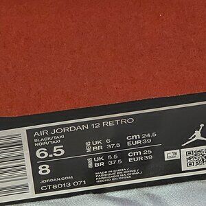 Nike Air Jordan 12 Retro Shoes in Black and Taxi Colorway (Size 6.5 Mens)